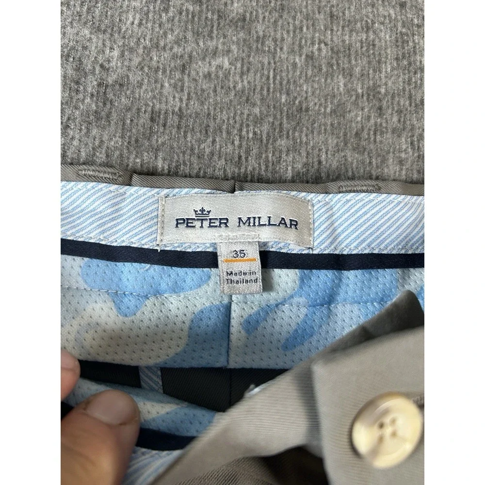 Peter Millar Shorts Mens 35 Light Gray Performance Golf Chino Outdoor